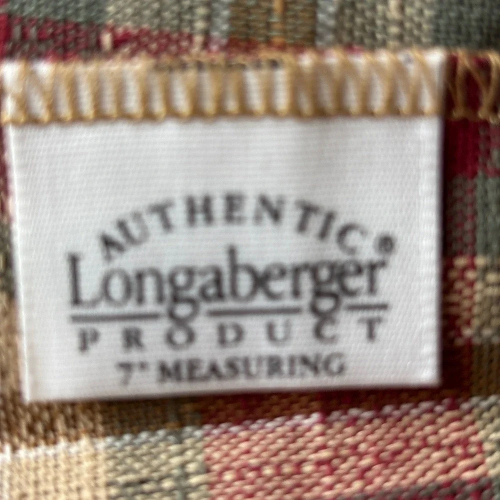 Longaberger Basket Liner 7 Inch Measuring Orchard Park Plaid Red Tan 2198981
